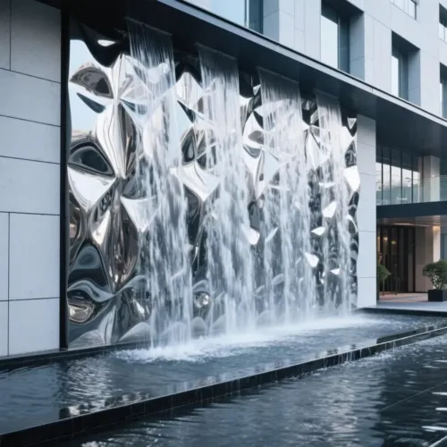 Contemporary Metal Large Waterfall Wall Sculpture DZN-46 Contemporary Metal Large Waterfall Wall Sculpture DZN-46-1
