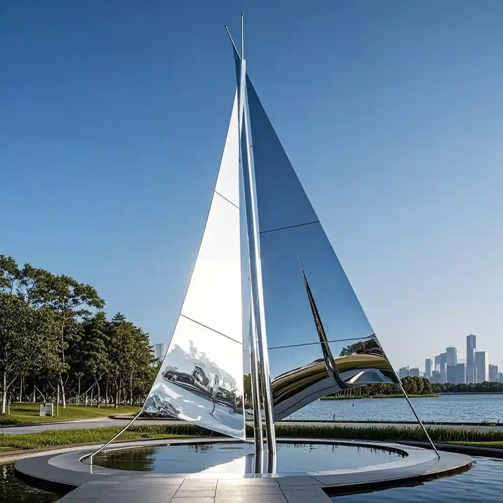 Large Stainless Steel Sail Sculpture Modern Public Art DZN-47-4