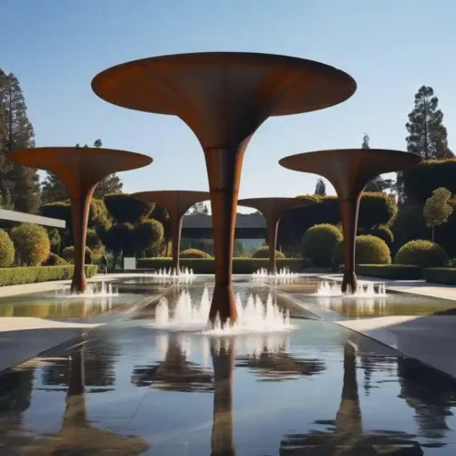 Corten Steel Morning Glory Fountain Large Garden Fountain DZN83-1