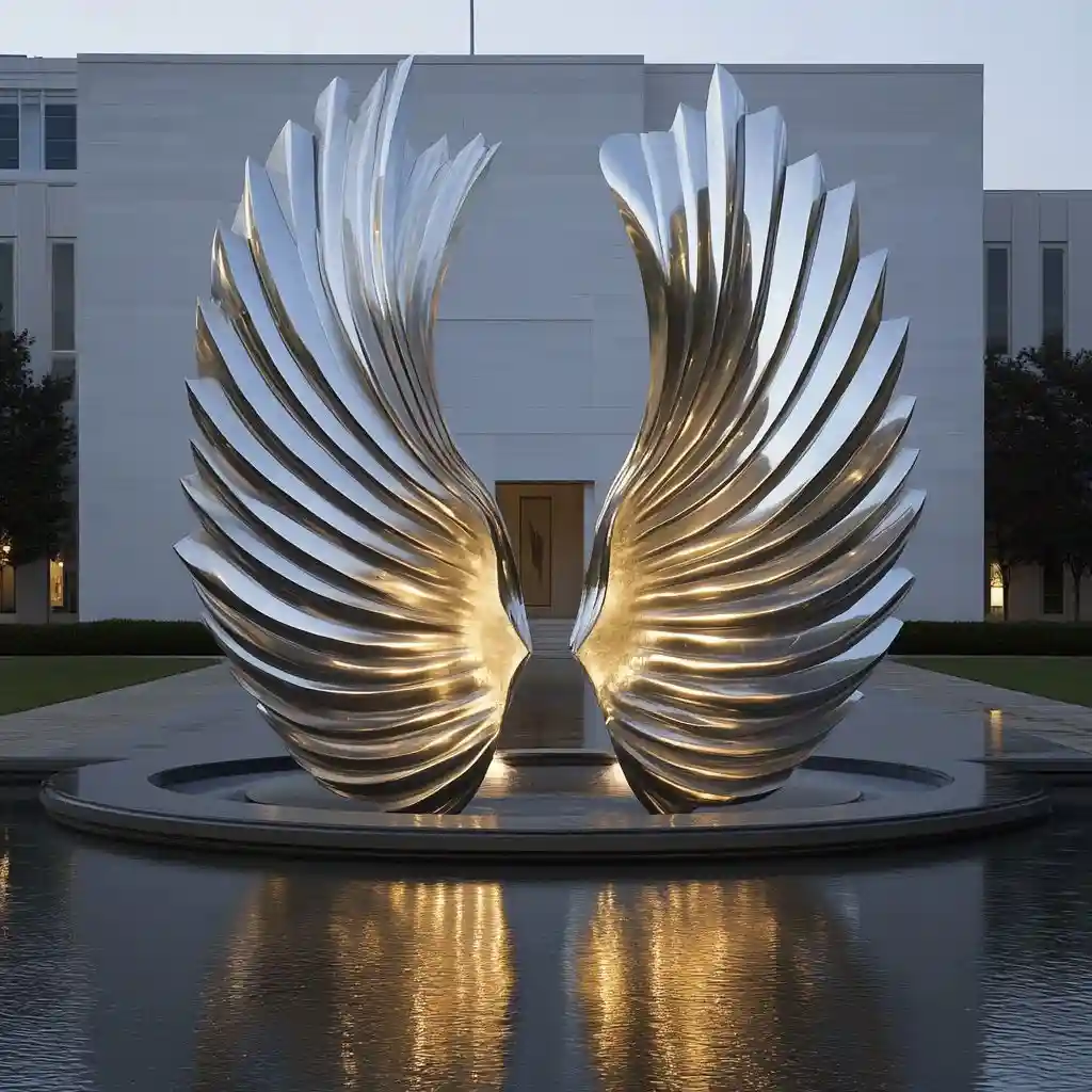 Hotel Outdoor Metal Angel Wings Sculpture with Light DZN-56 Hotel Outdoor Metal Angel Wings Sculpture with Light DZ-56-3