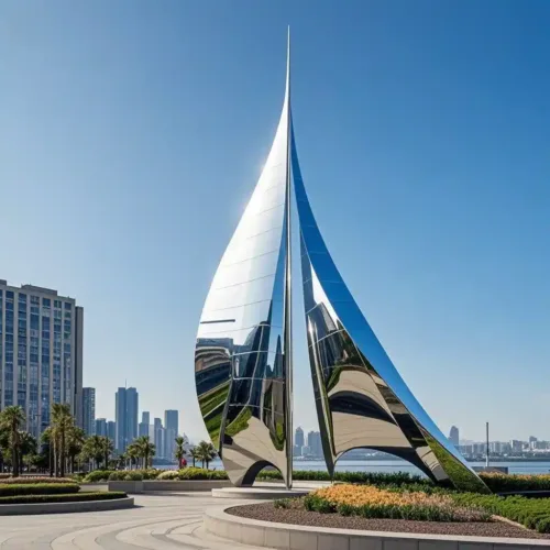 Large Stainless Steel Sail Sculpture Modern Public Art DZN-47 Large Stainless Steel Sail Sculpture Modern Public Art DZN-47-1