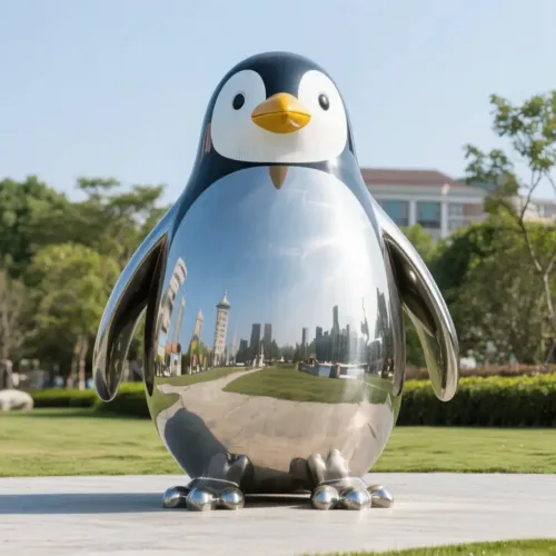 Outdoor Metal Penguin Sculpture‌ Stainless Steel Decor DZN-66-1