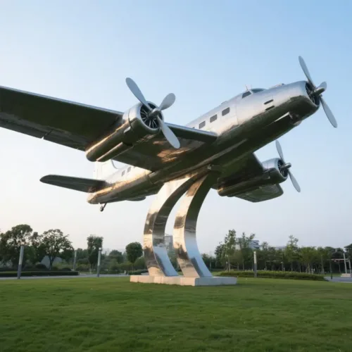 Metal Airplane Sculpture Modern Outdoor Aviation Art DZN-39-2