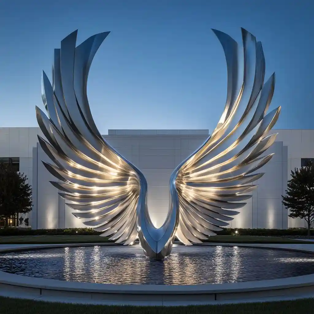 Hotel Outdoor Metal Angel Wings Sculpture with Light DZN-56 Hotel Outdoor Metal Angel Wings Sculpture with Light DZ-56-2