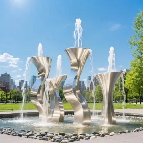 Brushed Large Metal Water Fountains Outdoor Light Decor DZN98-2