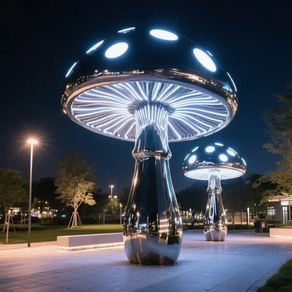 Outdoor Mirror LED Large Mushroom Sculpture For Sale DZN-40-4 Outdoor Mirror LED Large Mushroom Sculpture For Sale DZN-40-4