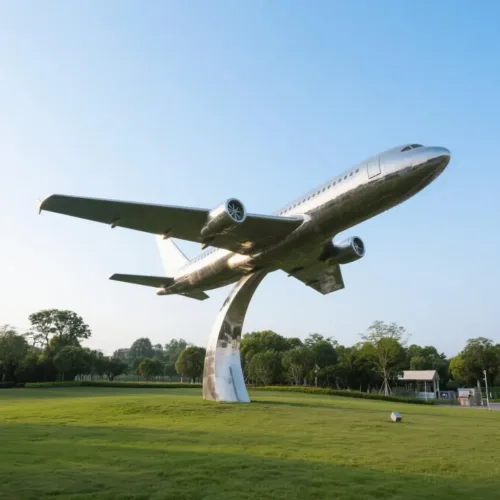 Metal Airplane Sculpture Modern Outdoor Aviation Art DZN-39 Metal Airplane Sculpture Modern Outdoor Aviation Art DZN-39-1