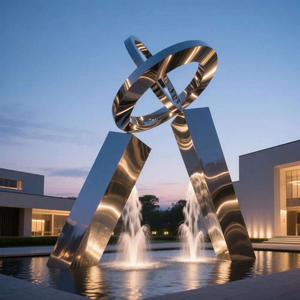 Metal LED Outdoor Globe Water Fountain Gyroscope Sculpture DZN85-5