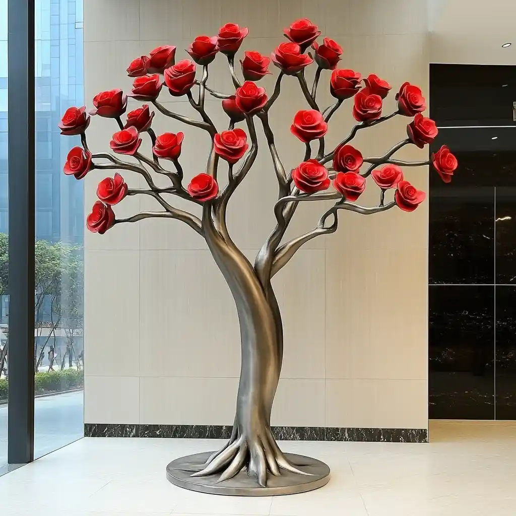 Metal Rose Flower Tree Sculpture| Custom Outdoor Art Decor DZN-38 Metal Rose Flower Tree Sculpture| Custom Outdoor Art Decor DZN-38-5