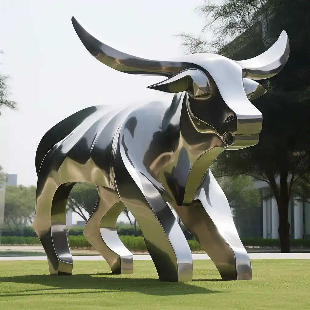Large Metal Cow Sculpture Hollow Geometrical Art for Sale DZN-53-6