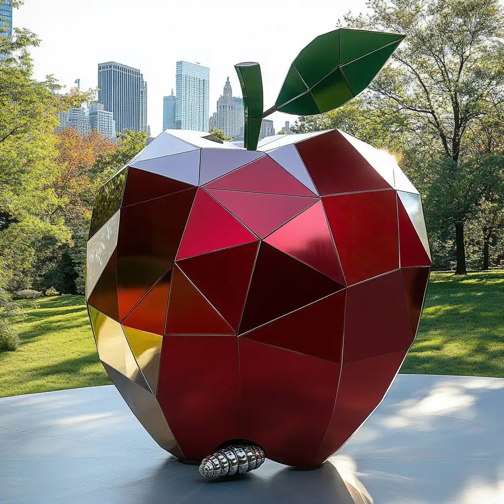 Geometric Metal Large Apple Sculpture Colorful Fruit for Sale DZN42-3 apple sculpture Geometric Metal Large Apple Sculpture Colorful Fruit for Sale DZN42-3 apple sculpture