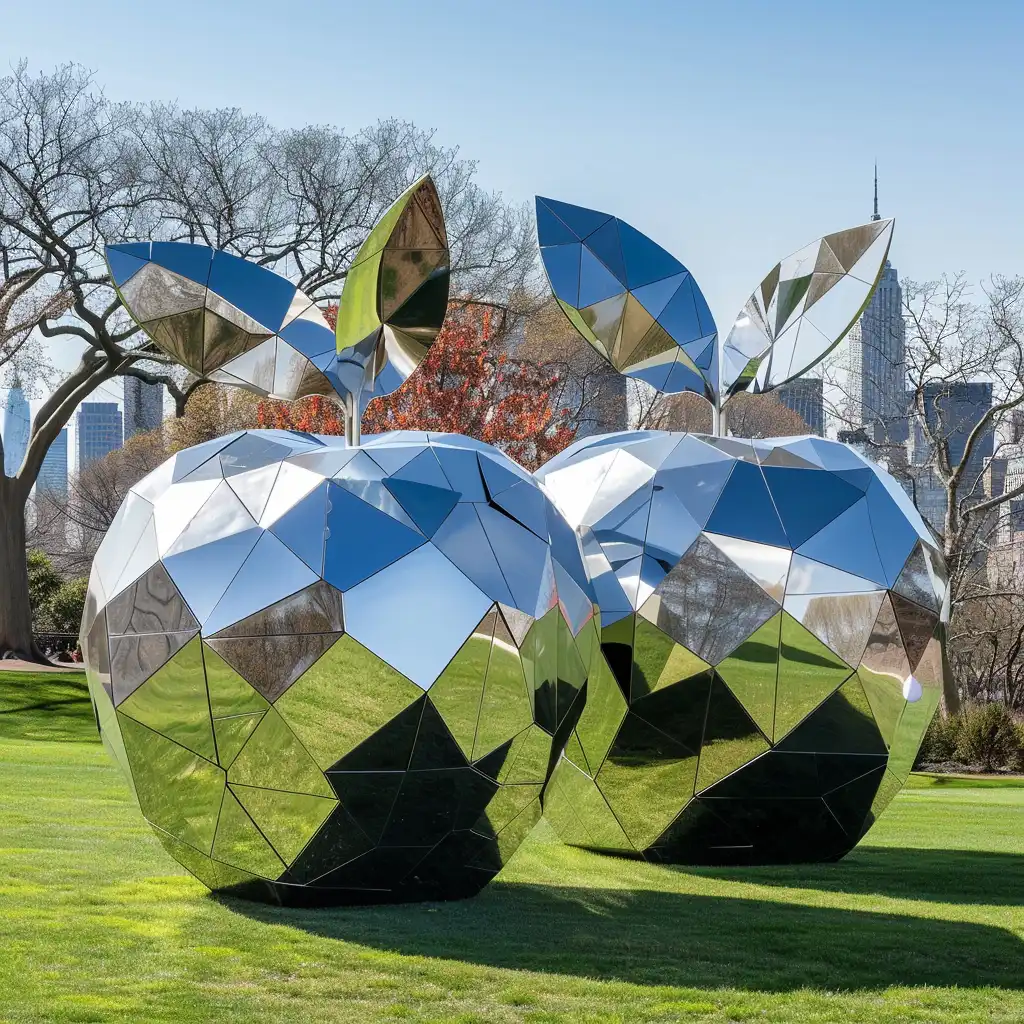 Geometric Metal Large Apple Sculpture Colorful Fruit for Sale DZN42-4 geometric mirror sculpture Geometric Metal Large Apple Sculpture Colorful Fruit for Sale DZN42-4 geometric mirror sculpture