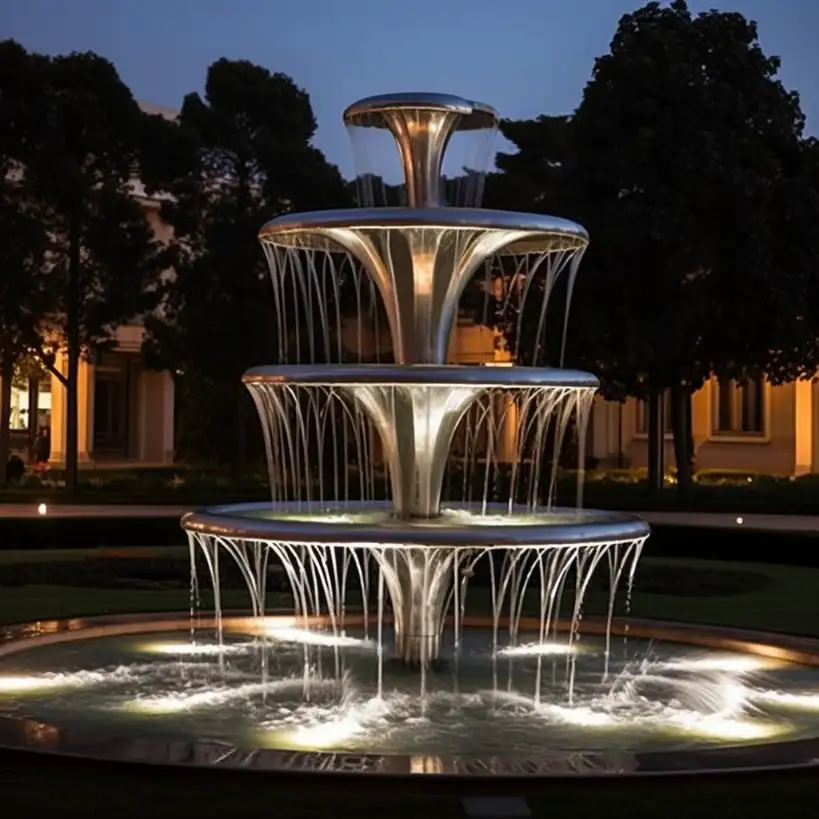 Large Outdoor LED 4-Tier Fountain Water Feature for Sale DZN91 Large Outdoor LED 4-Tier Fountain Water Feature for Sale DZN91-3