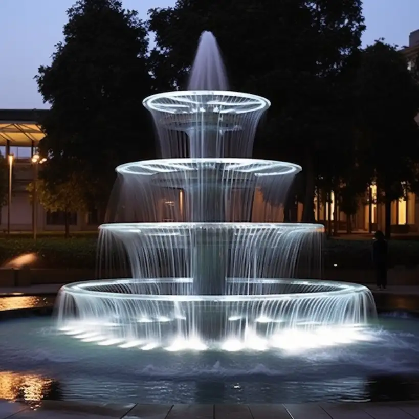 Large Outdoor LED 4-Tier Fountain Water Feature for Sale DZN91 Large Outdoor LED 4-Tier Fountain Water Feature for Sale DZN91-2