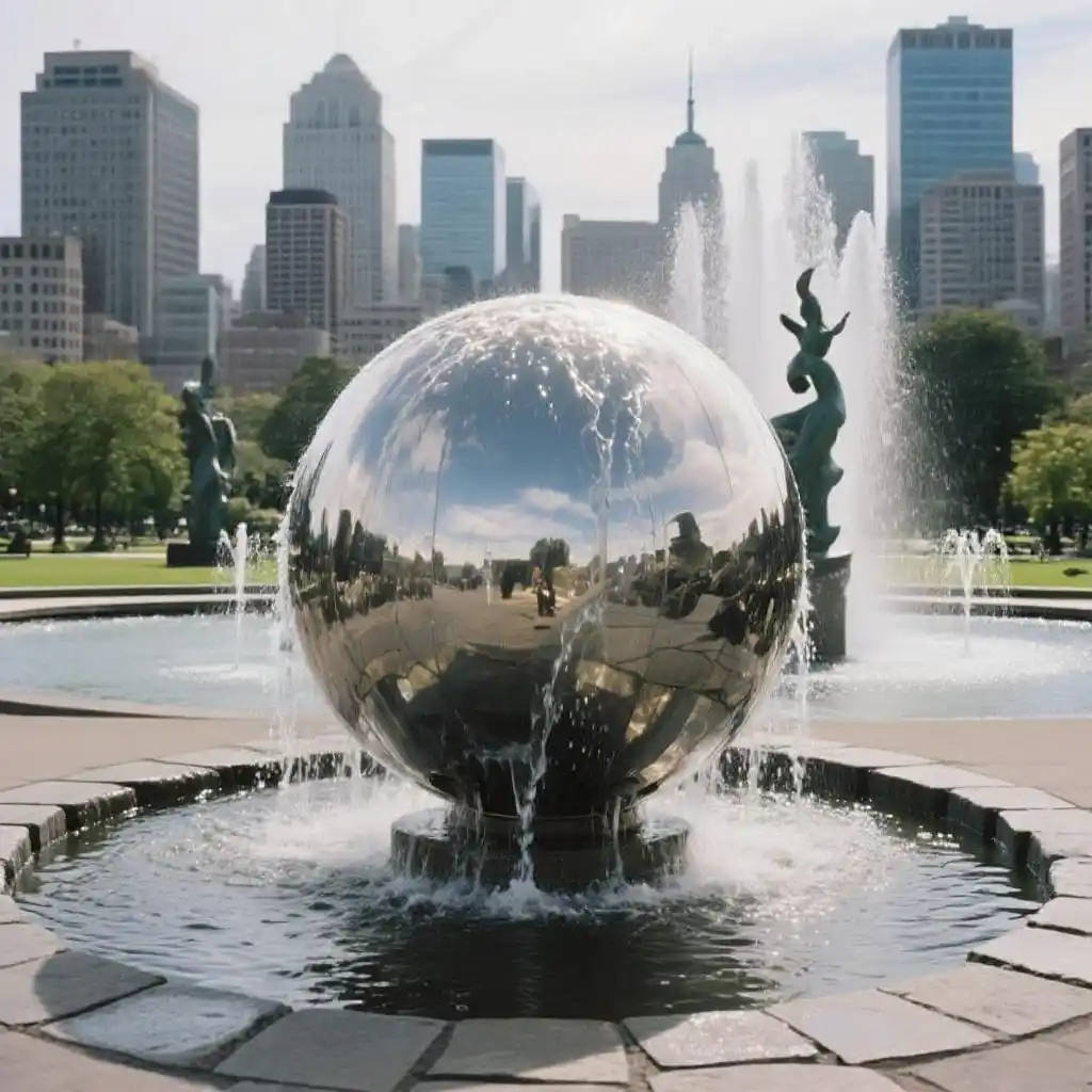 Large Outdoor Sphere Water Fountain – Round Stainless Steel DZN92 Large Outdoor Sphere Water Fountain – Round Stainless Steel DZN92-5