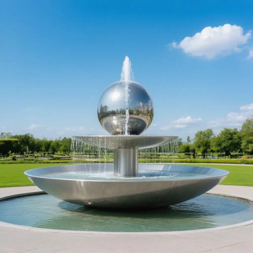 Custom Stainless Steel Large Bowl Fountain with Ball DZN90 Custom Stainless Steel Large Bowl Fountain with Ball DZN90-2