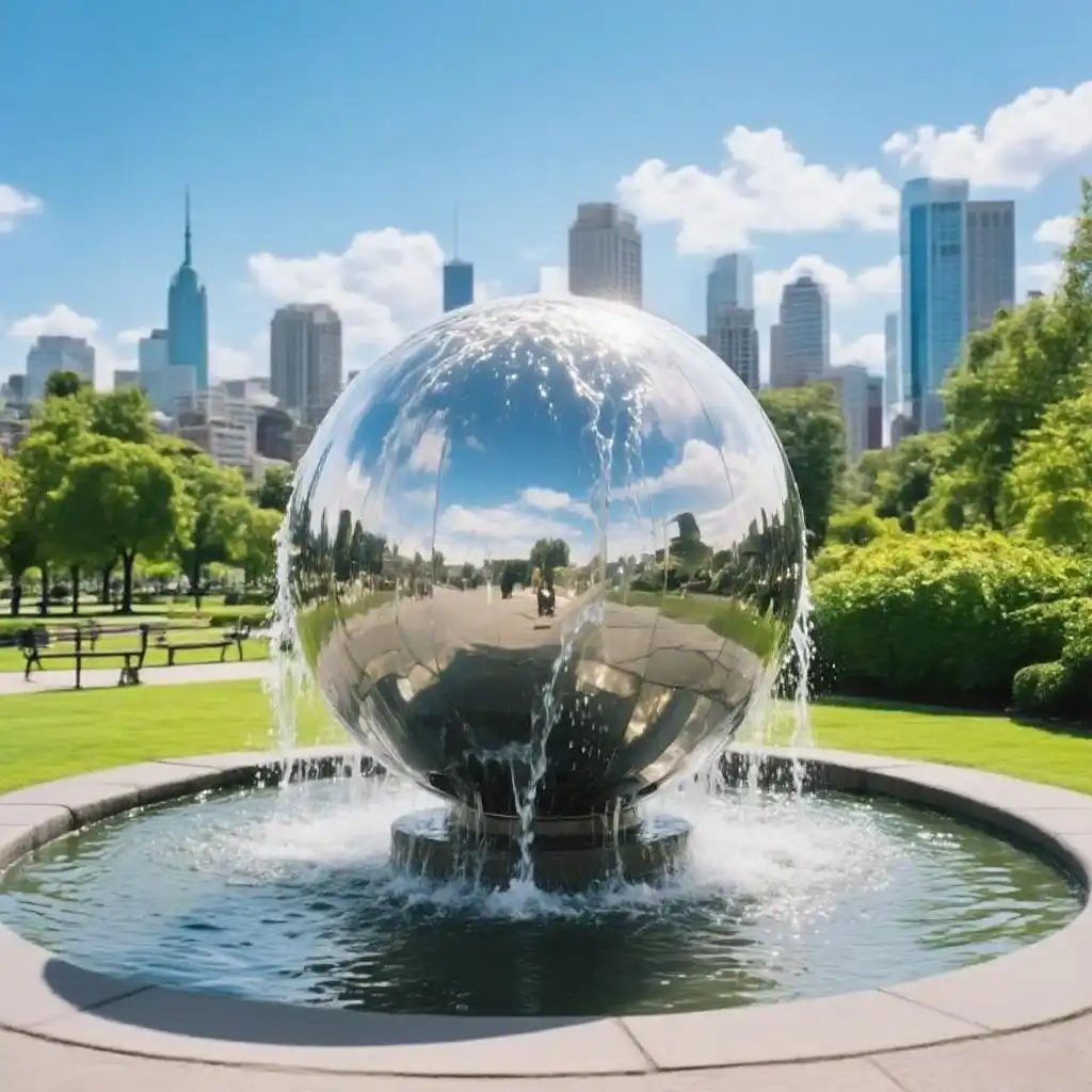 Large Outdoor Sphere Water Fountain – Round Stainless Steel DZN92 Large Outdoor Sphere Water Fountain – Round Stainless Steel DZN92-3