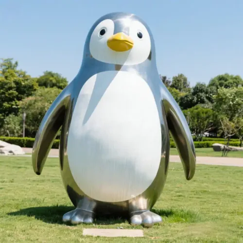 Outdoor Metal Penguin Sculpture‌ Stainless Steel Decor DZN-66-2