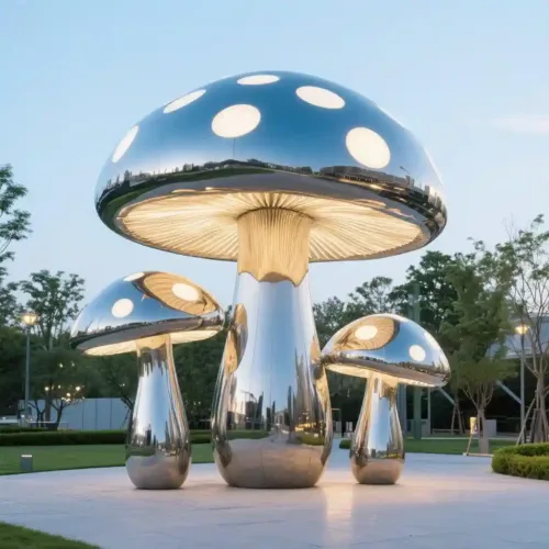 Outdoor Mirror LED Large Mushroom Sculpture For Sale DZN-40 Outdoor Mirror LED Large Mushroom Sculpture For Sale DZN-40-2