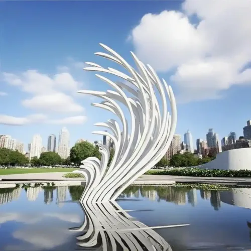 Large Outdoor Metal Feather Sculpture Modern Garden Decor DZN102-2