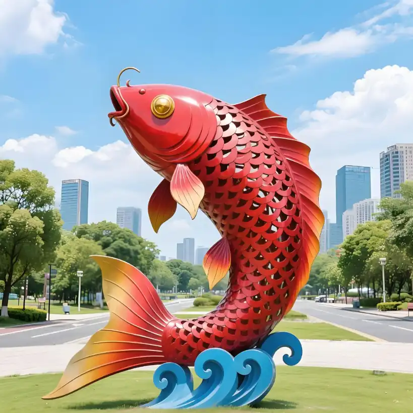 Koi Fish Sculpture for Sale – Large Modern Metal Garden Art DZN108 Koi Fish Sculpture for Sale – Large Modern Metal Garden Art DZN108-4
