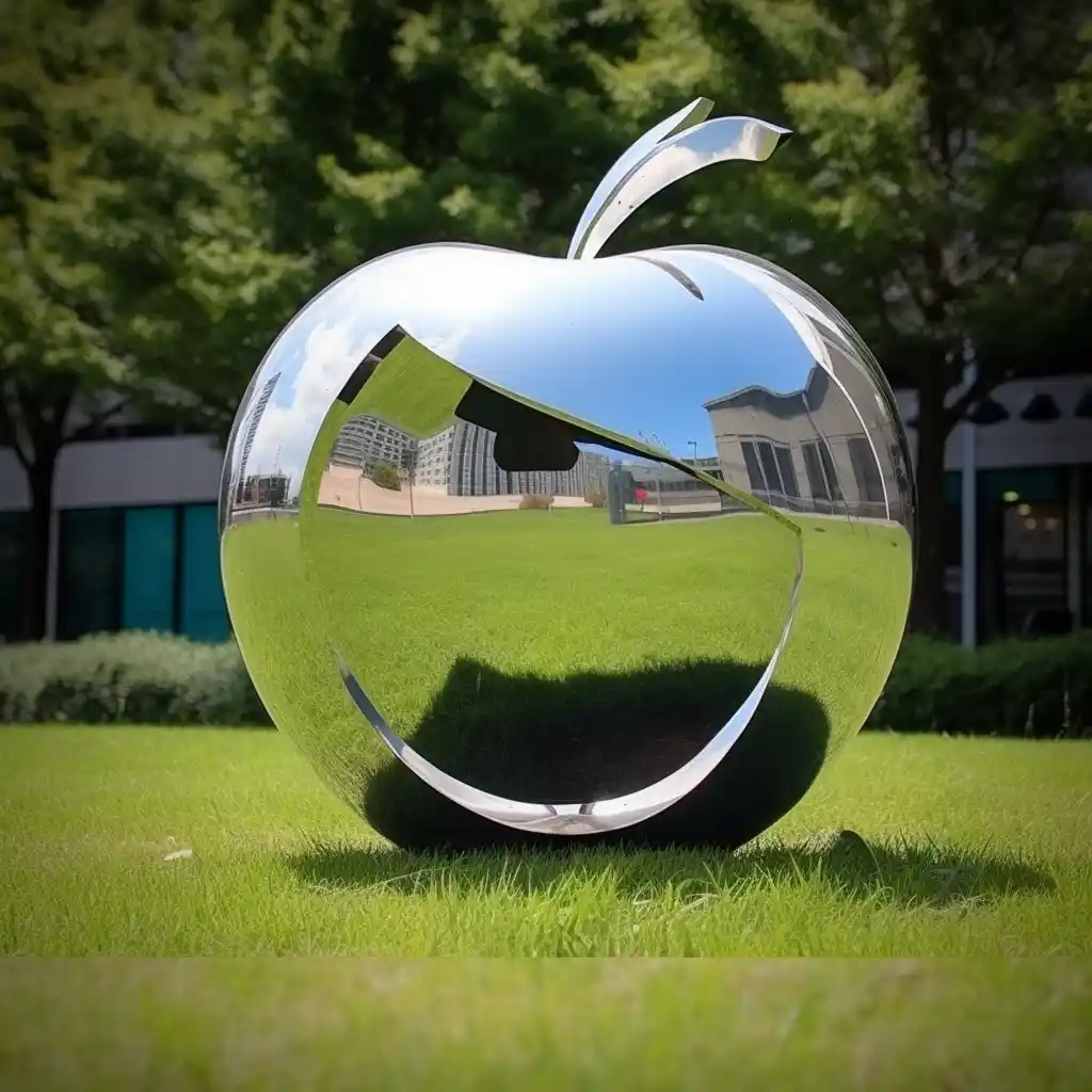Stainless Steel Large Apple Sculpture | Mirror Hollow Art DZN111 10 Stainless Steel Large Apple Sculpture | Mirror Hollow Art DZN111-3