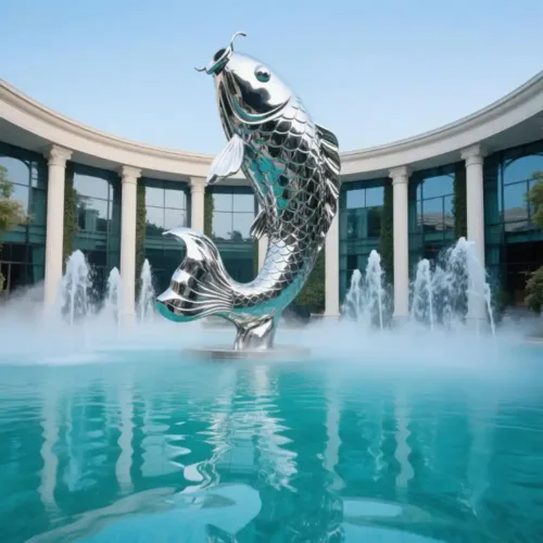 Koi Fish Fountain - Modern Garden Koi Sculpture for Sale DZN145-2