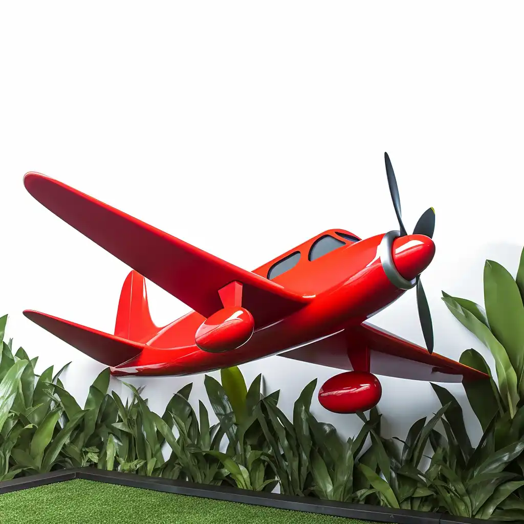 Red Metal Airplane Sculpture - Modern Large Outdoor Art DZN113 Red Metal Airplane Sculpture - Modern Large Outdoor Art DZN113-5