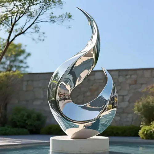 Modern Abstract Metal Flame Water Feature Sculpture DZN140 12 Modern Abstract Metal Flame Water Feature Sculpture DZN140-1