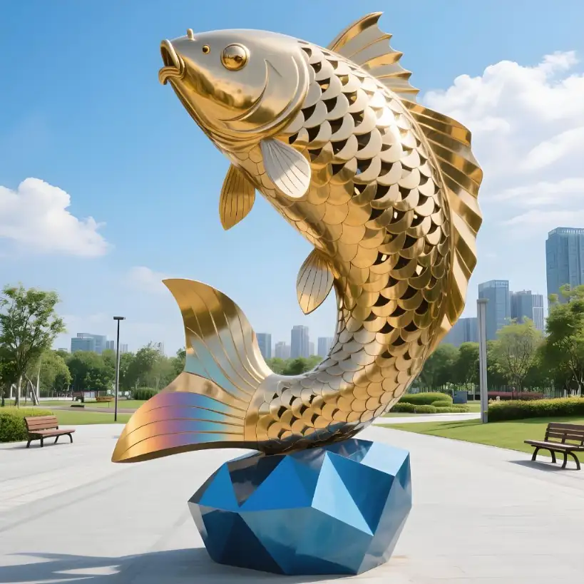 Koi Fish Sculpture for Sale – Large Modern Metal Garden Art DZN108 Koi Fish Sculpture for Sale – Large Modern Metal Garden Art DZN108-5