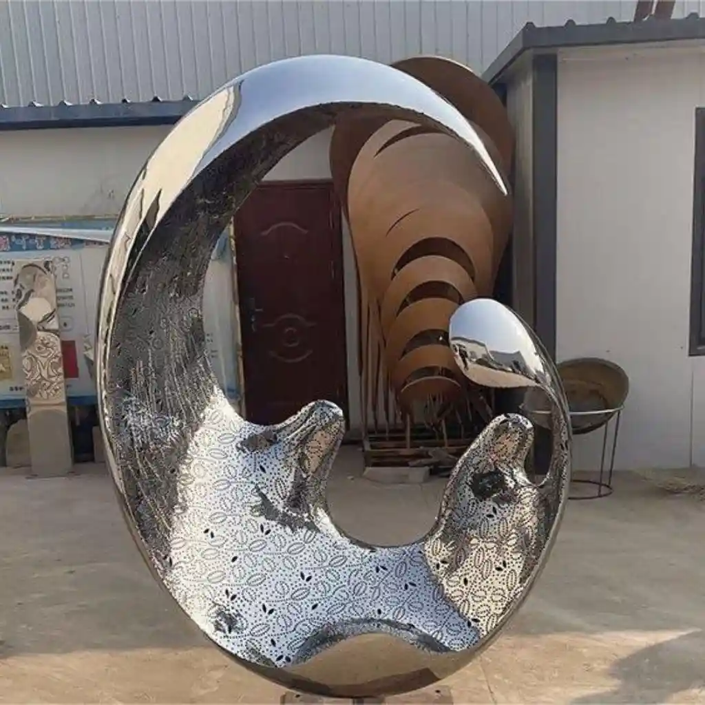 Half Moon Sculpture with Light | Giant Metal Glowing Art DZN114 Half Moon Sculpture with Light | Giant Metal Glowing Art DZN-114-3