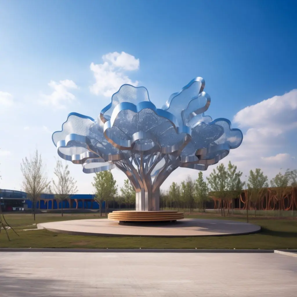 Large Metal Tree Sculpture – Abstract Outdoor Cloud Tree Art DZN118-4