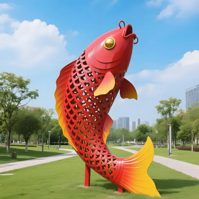 Koi Fish Sculpture for Sale – Large Modern Metal Garden Art DZN108 Koi Fish Sculpture for Sale – Large Modern Metal Garden Art DZN108-3