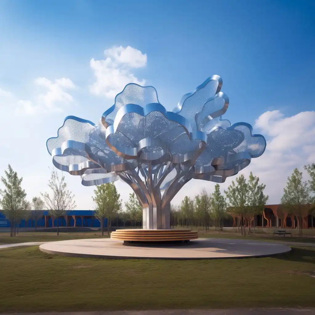 Large Metal Tree Sculpture – Abstract Outdoor Cloud Tree Art DZN118-5