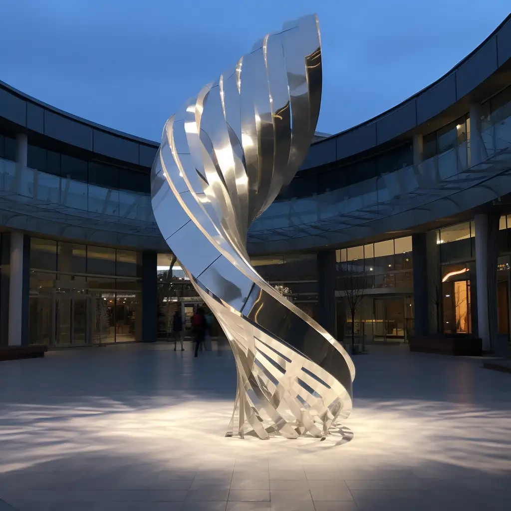 Metal Ribbon Sculpture with Light for Garden Art  DZN105-2