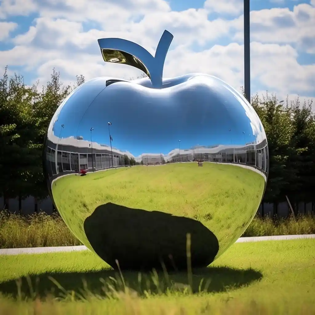 Stainless Steel Large Apple Sculpture | Mirror Hollow Art DZN111 12 Stainless Steel Large Apple Sculpture | Mirror Hollow Art DZN111-5