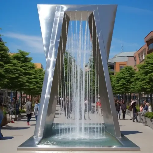 Inverted Trapezoidal Geometric Fountain Metal Outdoor Decor DZN150-2