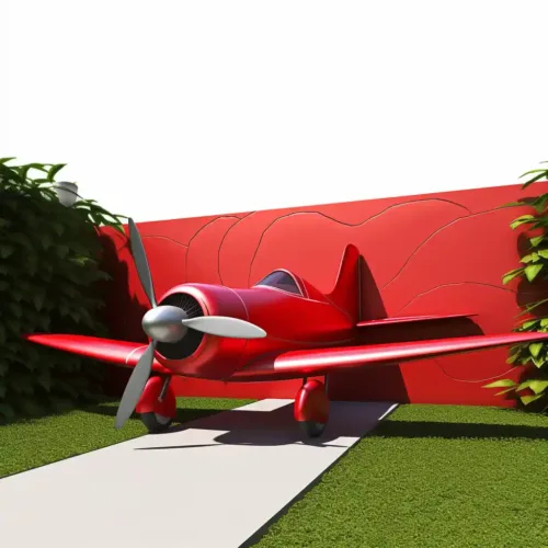 Red Metal Airplane Sculpture - Modern Large Outdoor Art DZN113-2