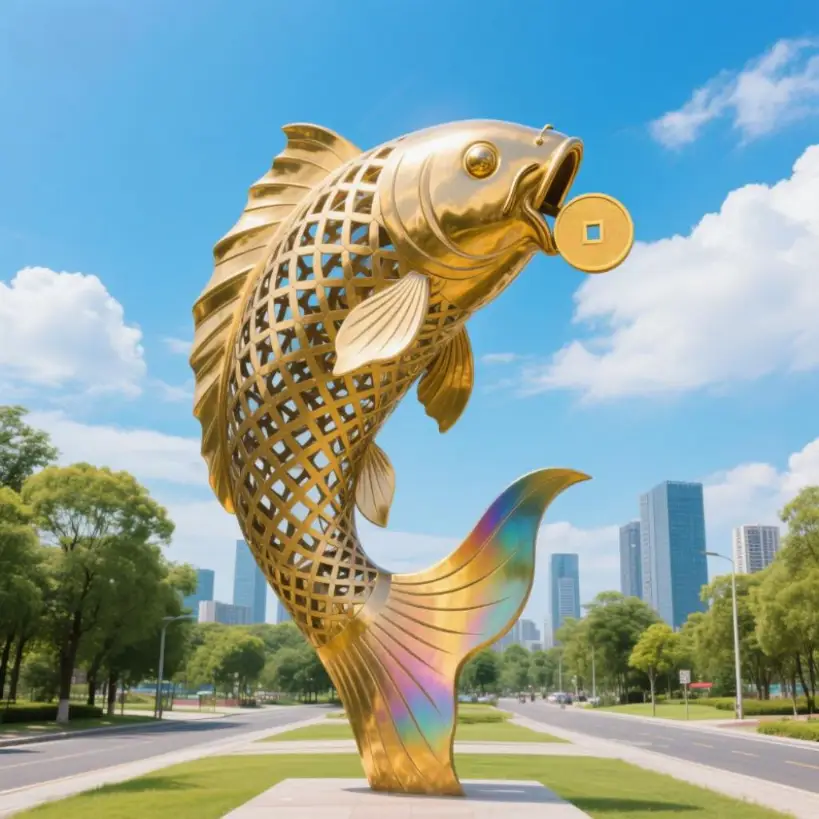 Koi Fish Sculpture for Sale – Large Modern Metal Garden Art DZN108 Koi Fish Sculpture for Sale – Large Modern Metal Garden Art DZN108-6