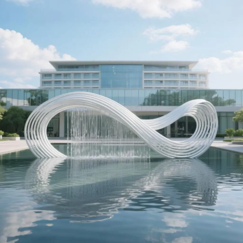 Rain Water Curtain Fountain – Outdoor Large Metal Sculpture DZN109 Rain Water Curtain Fountain – Outdoor Large Metal White Sculpture DZN109-6