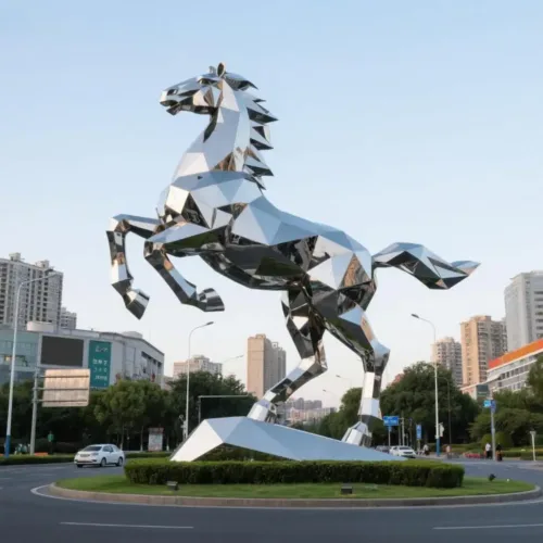 Geometric Running Horse Sculpture – Contemporary Metal Decor DZN127 Running Horse Sculpture for Sale – Contemporary Metal Decor DZN127-1