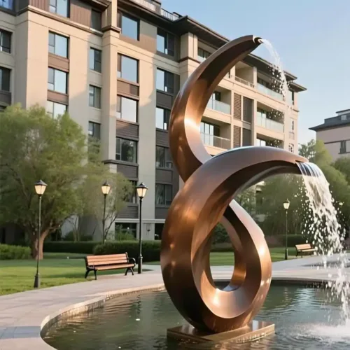 Spiral Water Fountain - Stainless Steel Double Curves Art DZN135-2