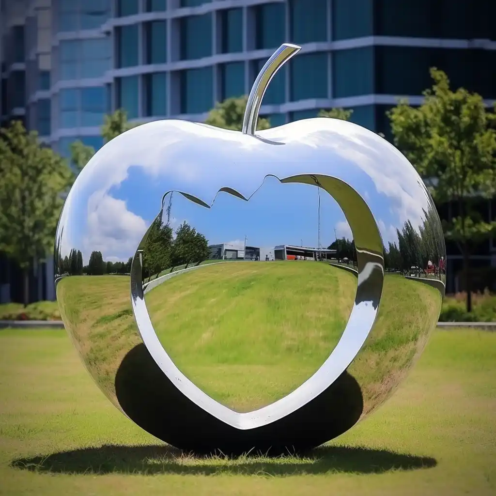 Stainless Steel Large Apple Sculpture | Mirror Hollow Art DZN111 11 Stainless Steel Large Apple Sculpture | Mirror Hollow Art DZN111-4