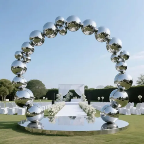 Metal Ring-Shaped Ball Sculpture – Circle Garden Decor DZN130-2