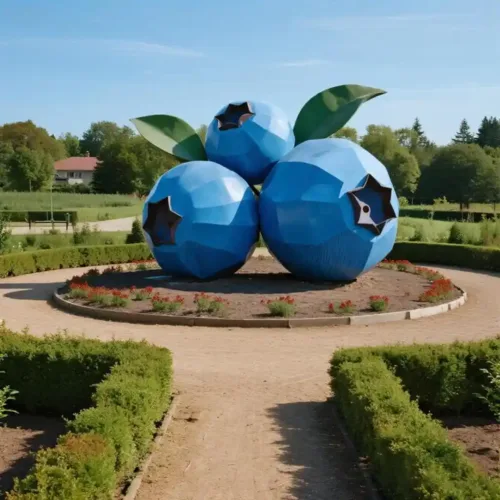 Large Geometric Blueberry Sculpture Stainless Steel Fruit Art DZN172-1