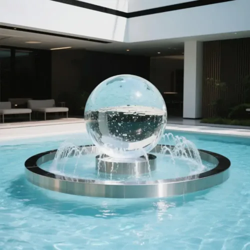 Crystal Acrylic Sphere Fountain with Stainless Steel Base DZN148-2