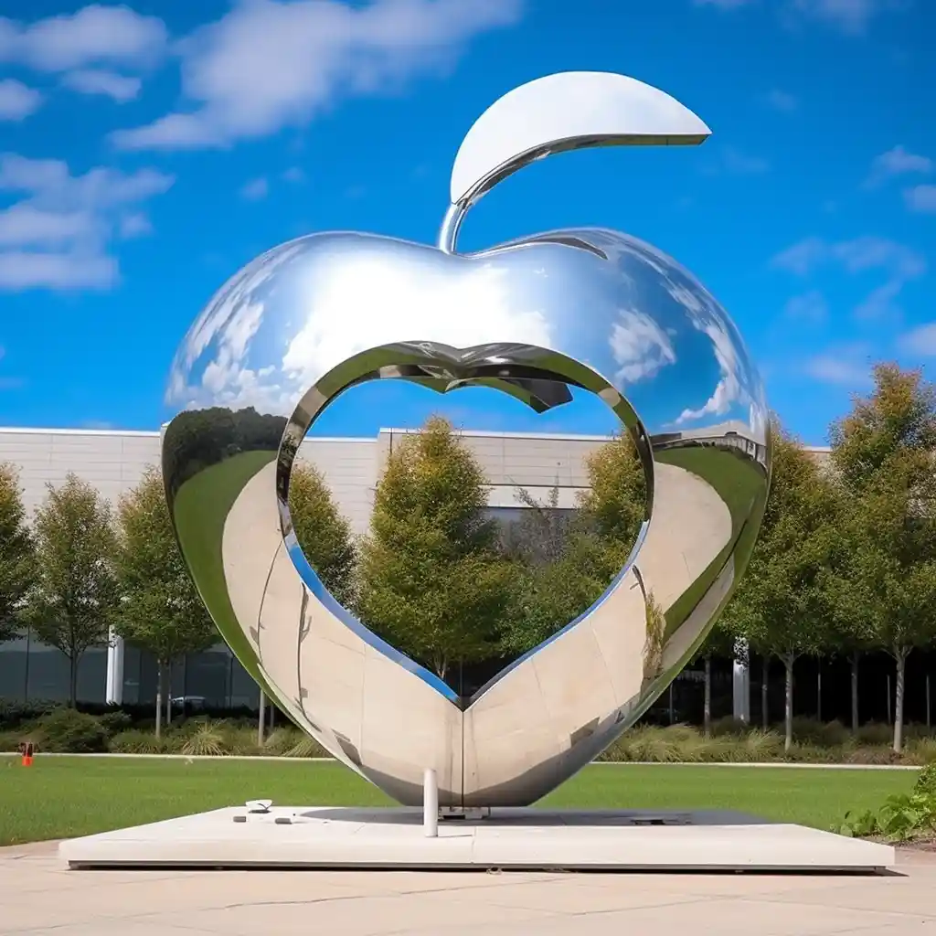 Stainless Steel Large Apple Sculpture | Mirror Hollow Art DZN111 9 Stainless Steel Large Apple Sculpture | Mirror Hollow Art DZN111-2