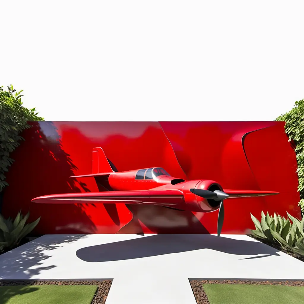 Red Metal Airplane Sculpture - Modern Large Outdoor Art DZN113 Red Metal Airplane Sculpture - Modern Large Outdoor Art DZN113-4