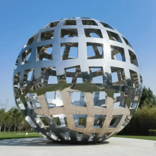 Geometric Metal Cutout Sphere Sculpture | Large Outdoor Art DZN175 Geometric Metal Cutout Sphere Sculpture | Large Outdoor Art DZN175-5