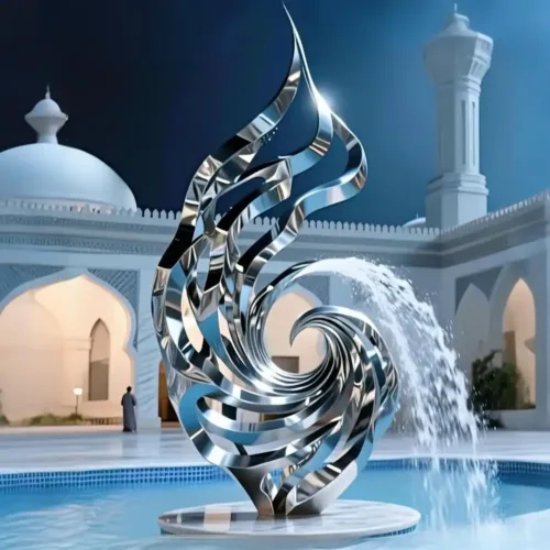 Modern Abstract Metal Ribbon Sculpture Fountain DZN134-1